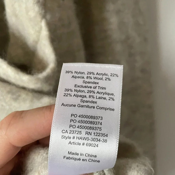 Aritzia The  Group Wool Yak Bandini Cross Wrap Sweater Heather Cream Grey Small - Picture 9 of 9